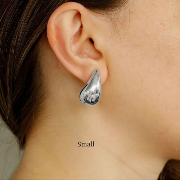 Waterdrop Earrings Teardrop Pierced Chunky White Gold Plated Medium - Picture 4 of 6